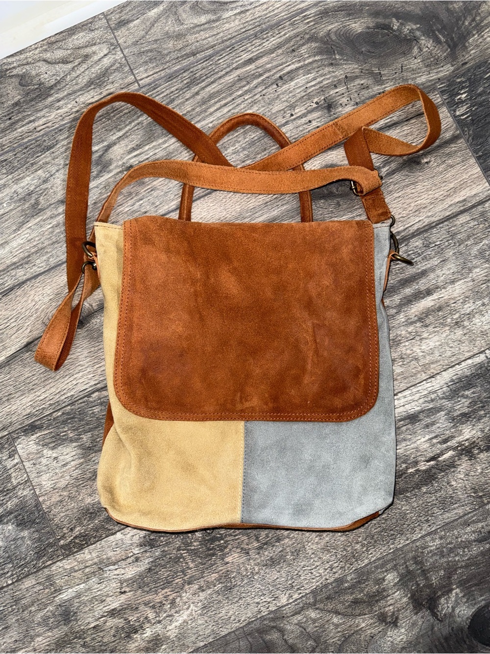 We The Free-Free People Paris Suede Colorblock Convertable Backpack Crossbody